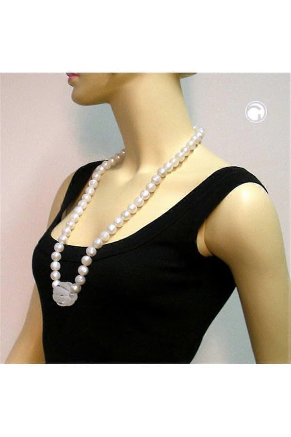 Halsband Pärlor 35/14mm Vaxvit 75cm - Gl02383