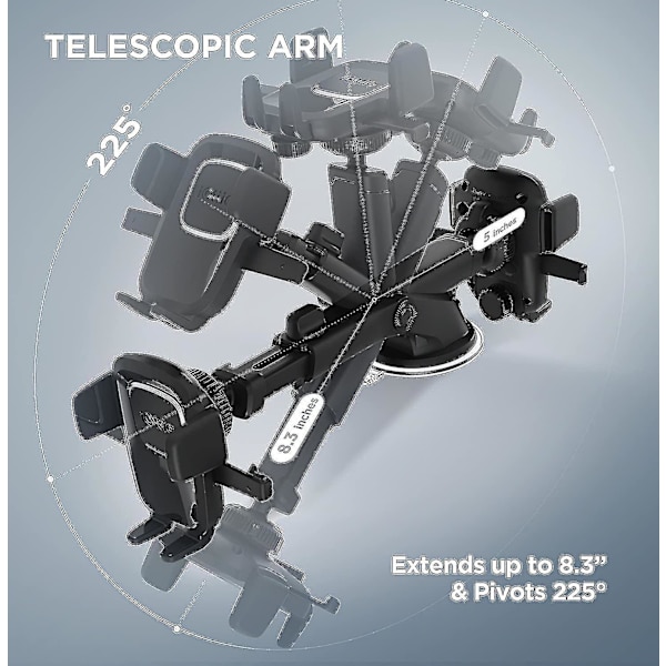 Iottie Easy One Touch 4 Dash Windshield Bilmontering Telefonholder -- Kompatibel med iPhone, Samsung, Moto, Huawei, Nokia, LG, Smarttelefoner, Svart