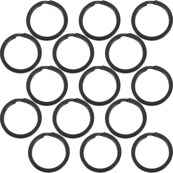 50 stk. flade nøgleringe i metal, nøgleringe til gør-det-selv, runde nøgleringe, flade O-formede ringe (2,5 x 2,5 cm, sorte)