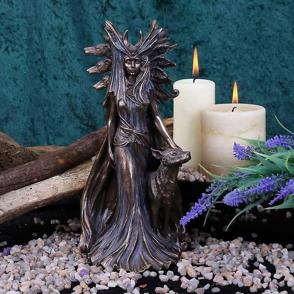 Gresk magisk gudinnestatue Hektor og hund harpiksornament