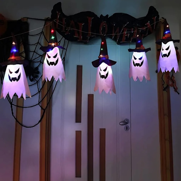 Keijukaisulamppu, 1,5 m velhohattu Halloween keijukaisulamppu ulkona, noidanhattuvalot, 5 LED-valo roikkuva valaistu Halloween-koriste keijukaisulamppu