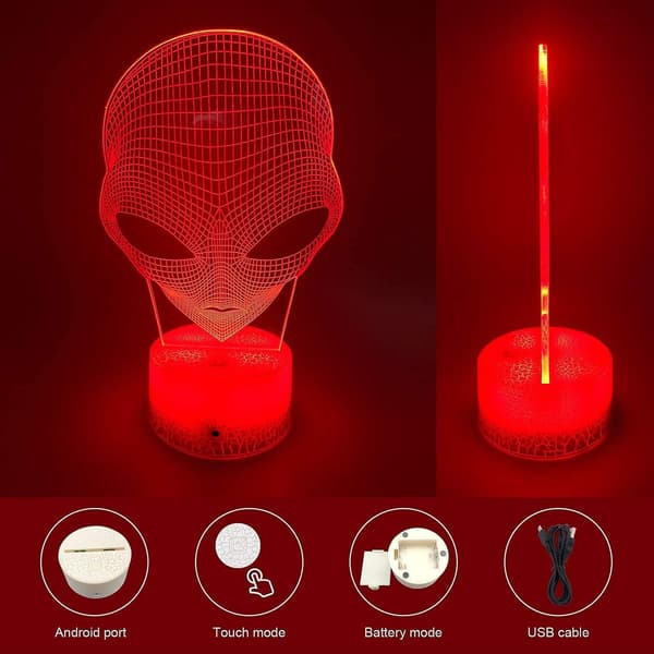 3D nattlys 16 farger som kan dimmes Alien