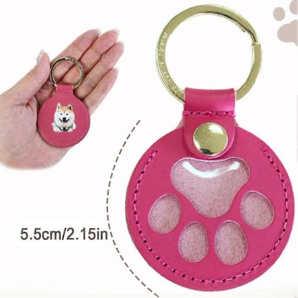 Opbevaringsetui til kæledyrshår i japansk stil - Minde-nøglering til kat og hund - Læder Blue