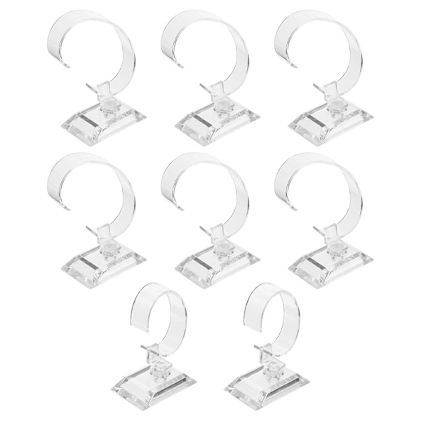8 kpl muovinen kellonpidike Kellonäyttöpidike Muovinen kellonjalusta C-tyyppinen kellonjalusta（5.5X3.6CM，Läpinäkyvä）