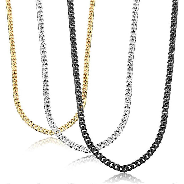Halsband i rostfritt stål, länkkedja, för män och kvinnor, 3 st, 3,5 mm