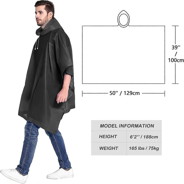 2-pack regnponcho för dam och herr med dragsko huva för vuxna