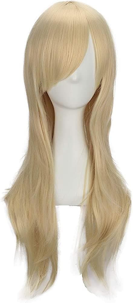 Dam blond peruk full lång lockig peruk för dam flickor kostymfest peruk Acsergery present