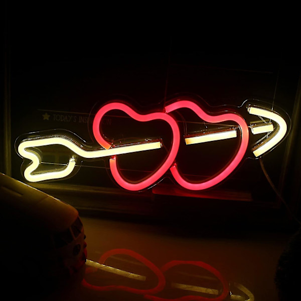 2024 Led Amor Neon-kyltit Sydän Punainen Neon-seinäkoriste Neon-kyltti Usb-virta Yövalo Makuuhuoneeseen Baariin