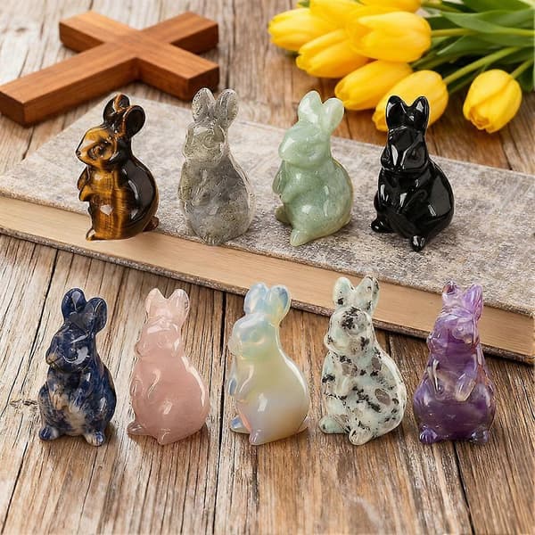 Kristallpåskhare-figur 5 cm handskuren kaninstaty A
