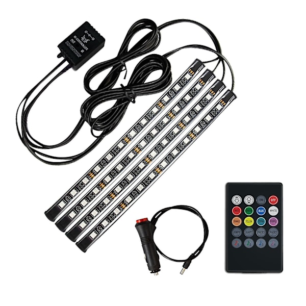 48 lys bil interiør RGB LED lysstang eneste atmosfærelys fjernkontroll Q（B）