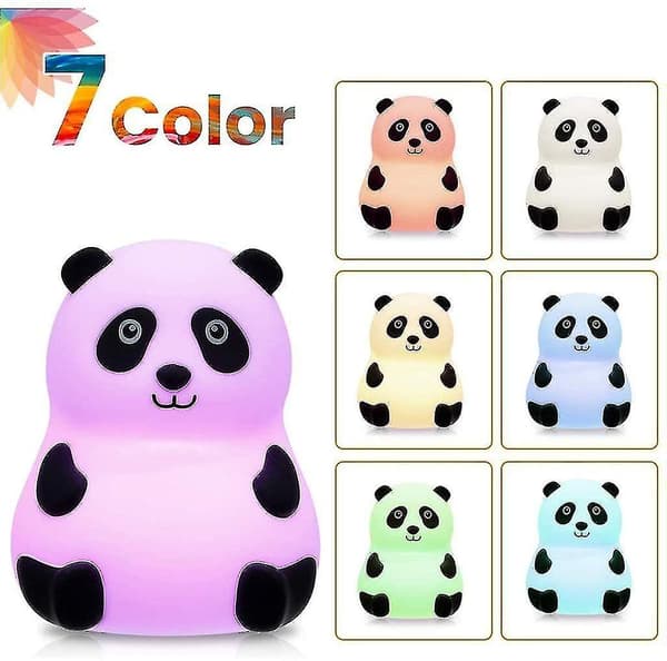 Panda Silikon Pat Lys Nattlys Soverom Lys Stemningslys Bordlampe Nattlys（A）