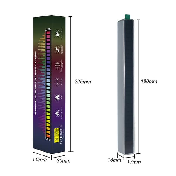 Stemmeaktiveret Pickup Rhythm Light, Stemmeaktiveret Ambient Light, Velegnet til biler, fester, DJ-studier（Hvid）
