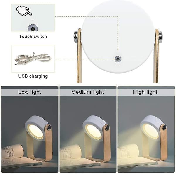 Usb Genopladelig Led Bordlampe, Touch Natlampe, 360 Belysning