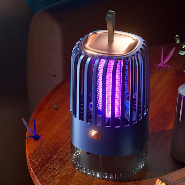 Liten myggdödande lampa med transparent låda, laddningsbar insektsfälla för vardagsrum och hem (laddningstyp, blå)