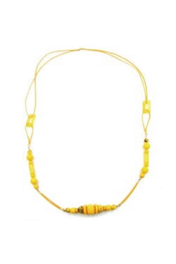 Halsband Gula Pärlor Gul Kedja 100cm - Gl01964