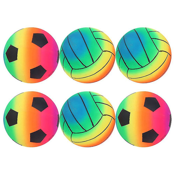 6 stk. Strandbold til poolen, oppustelig, farverig PVC-bold til børn (assorteret stil)