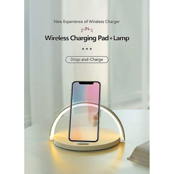 Dimbar LED-sänglampa med Qi trådlös laddning, USB-driven touchkontroll för sovrum, studie, kontor