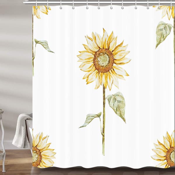 Solrosar Dekorativ Duschdraperi Höst Akvarell Gula Blommor