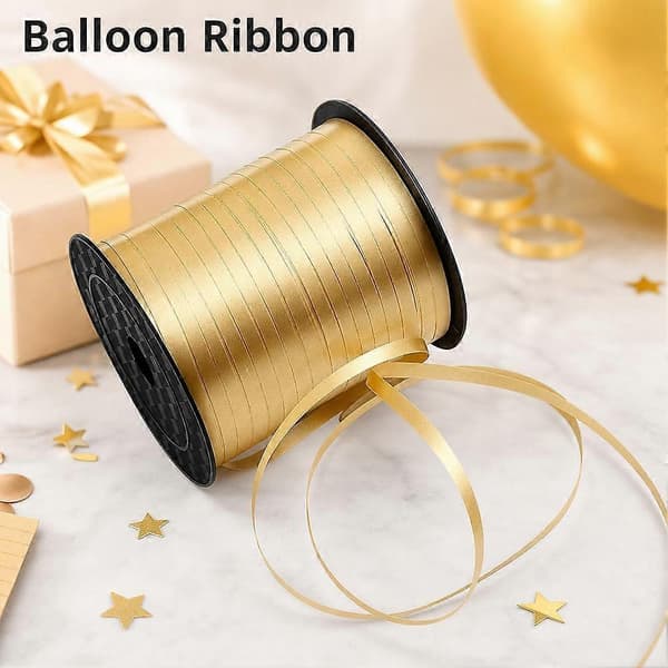 Helligdagsbånd 228 meter til ballonbinding, festligt, plast, fleksibelt og glat yellow ribbon