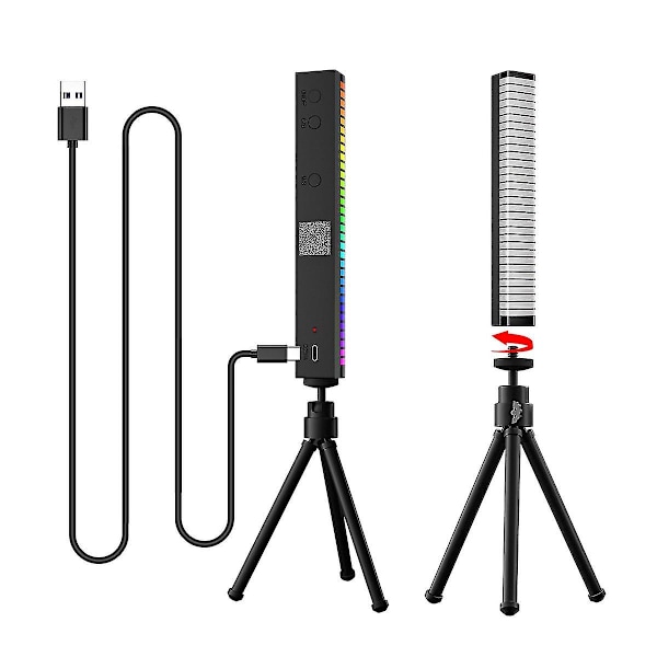 Ambient belysning, spilllys RGB lyslist, oppladbar smartlys (3D svart)