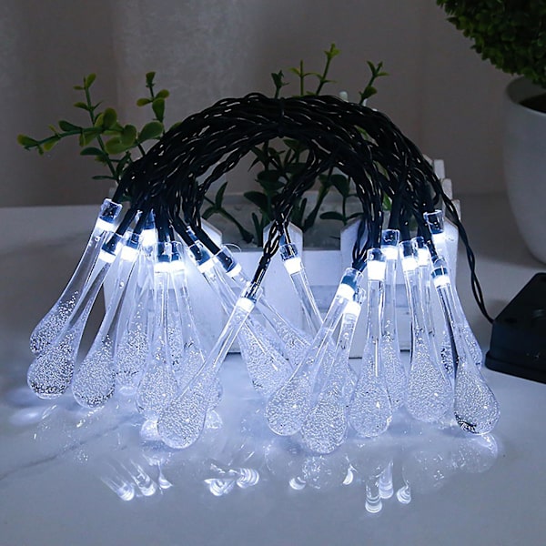 Vattendroppe Dekoration Snö Pompom Vinter Dekoration LED Lykta Batteri Ljussträng Lampa（A）
