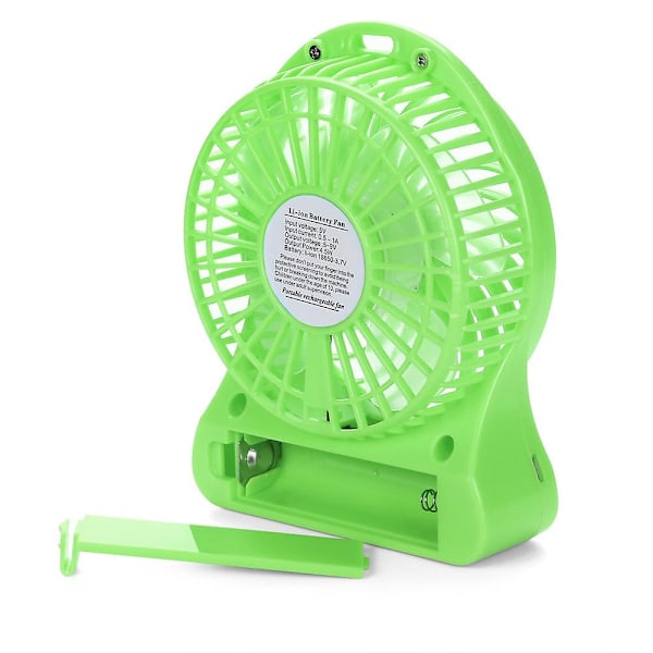 Mini-vifte - Oppladbar LED-lys vifte kjøler - Mini skrivebords USB 18650 batteri vifte（GN）