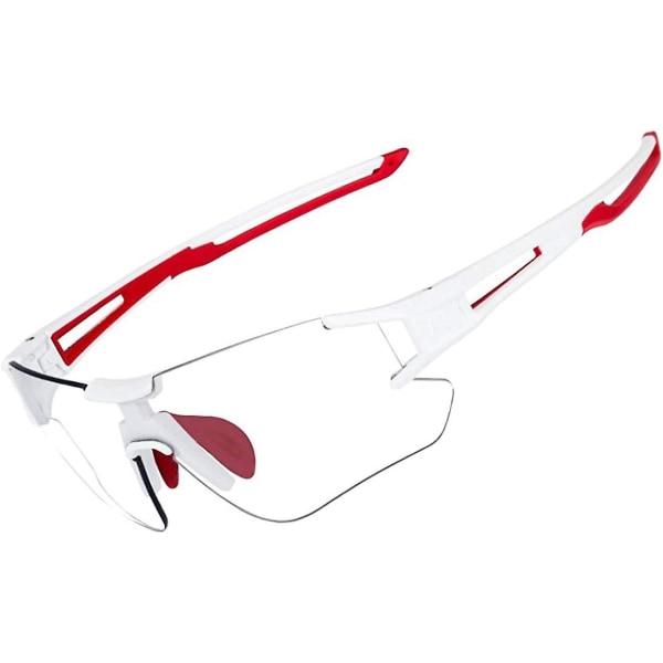 Röda och vita färgskiftande solglasögon för herrcyklar, cyklande polariserade glasögon med halv ram, sport, bergsfiske, löpning