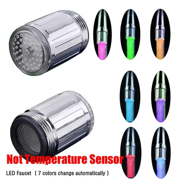 LED-ljusmunstycke Vattenkran Vask Temperaturprob Aerator Kran Lefou