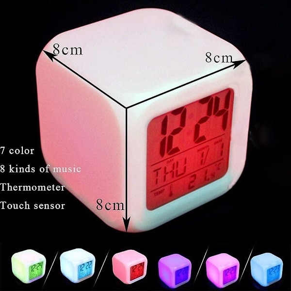 Dww-vekkerklokke Pingvinbilde Lys Vekkelyd USB Barn LED Klokke Tegneserie Nattlys Blits 7 Farger Skiftende Digital Klokke Bordklokke