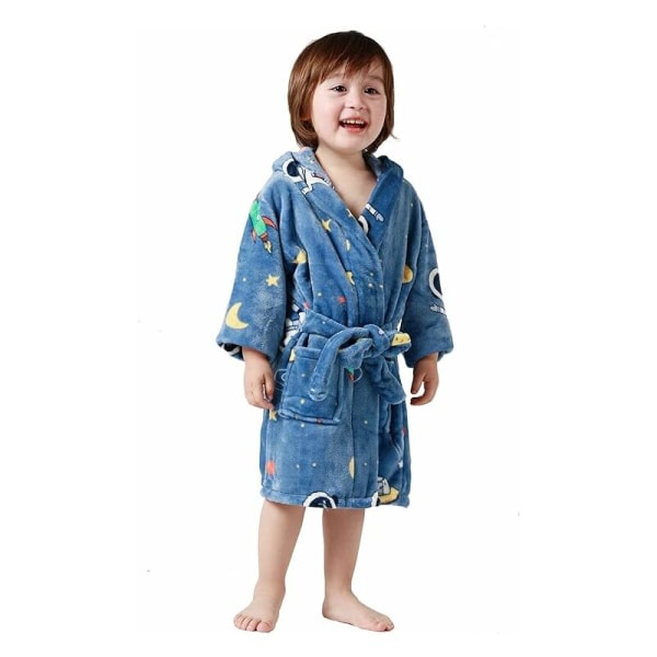 Barn Morgonrock Pojkar Flickor Huvtröja Robes Toddler Mjuk Pyjamas Nattkläder（110cm）