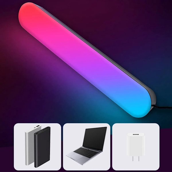 2 st röststyrda LED-ljusremsor RGB TV-bakgrundsbelysning Musiksynkroniseringsljusremsa Spellampor med fjärrkontroll