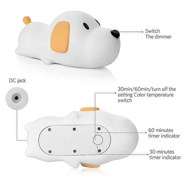 Valpeformet silikon LED nattlys baby barn nattbord berøringssensorlampe
