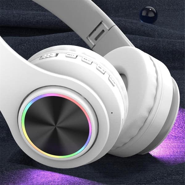 Bluetooth-hörlurar, intelligent trådlöst Bluetooth-headset HiFi Stereo hopfällbart headset för hemmakontor Vit（Vit）