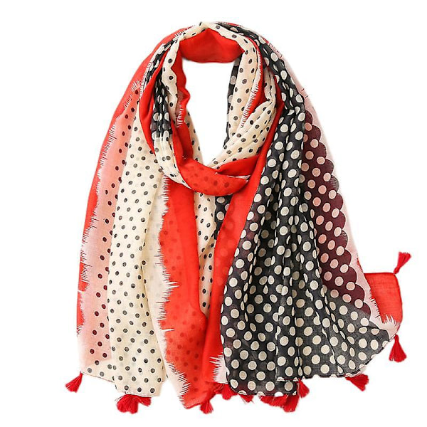 Kvinners Boho-skjerf, lett floralt trykt skjerf, høst/vinter mote frynseskjerf sjal, bursdagsgave, julegave - SL2008-006 rød