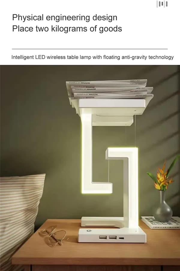 Senglampe Flytende LED-skrivebordslampe med trådløs lader