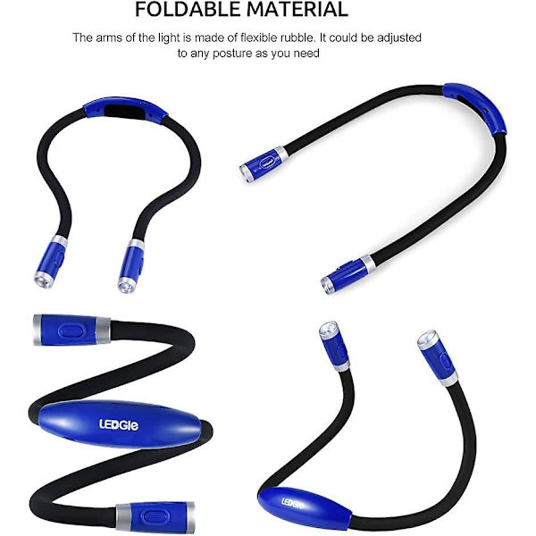 USB Genopladelig Nat Læselampe 3 LED Læsetilstande til Strikning Syning Rejser Camping