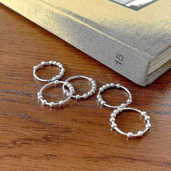925 Sterling Sølv Anti Angst Ring Til Kvinder Mænd Fidget Ringe Mod Angst Angst Ring Med Perler Spinner Ring Mod Angst Spinder Ring (10)