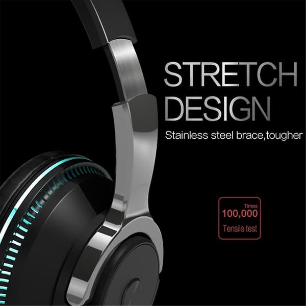 Trådlösa Bluetooth-hörlurar med brusreducering, headset för telefoner, PC-spelheadset, tung bas, LED-ljus, hörlurar - blå (blå)
