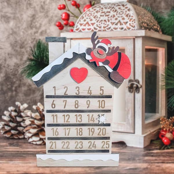 Julnedräkningskylt, Träkalender, Festtillbehör för Köket-B