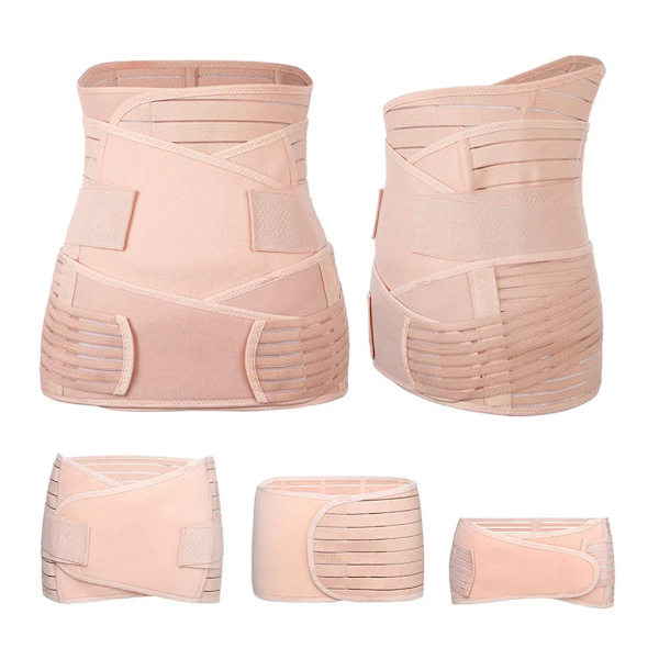 3-i-1 Postpartum Belly Band - Hög Elastisk Maternity Support för Kvinnor, Abdominal Bälte för Postpartum Återhämtning, Mesh och Andningsbar