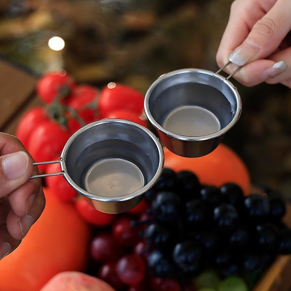 2 stycken vinglas i rostfritt stål 50 ml metallglas med handtag utomhus camping vandring kaffe te kopp