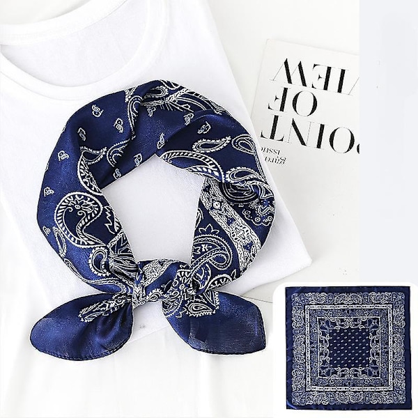 Kvinde Silke Touch Tørklæde Medium Square Satin Bandana Gave Til Kæreste, Blå