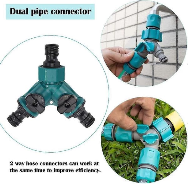 2-delad 2-vägs trädgårdsslangseparatoradapter för Y-separatorventil med 3/4 tum slang