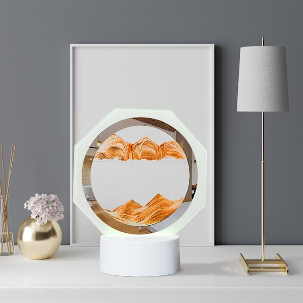 3D Flytende Sandkunst, 6,69 tommers 360 roterende timeglassdekorasjon