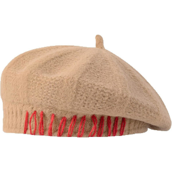 Baskrar för kvinnor enfärgad flerfärgad åttakantig hatt ullgarn stickad brätte varm platt konstnär pumpa hatt fritid slouchy mössor（En storlek，Mörkrosa）