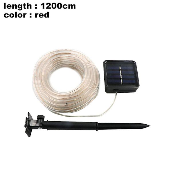 2 set med 100 LED solcellslingor 39,3ft 8 lägen solcellslingor för trädgård staket uteplatsröd
