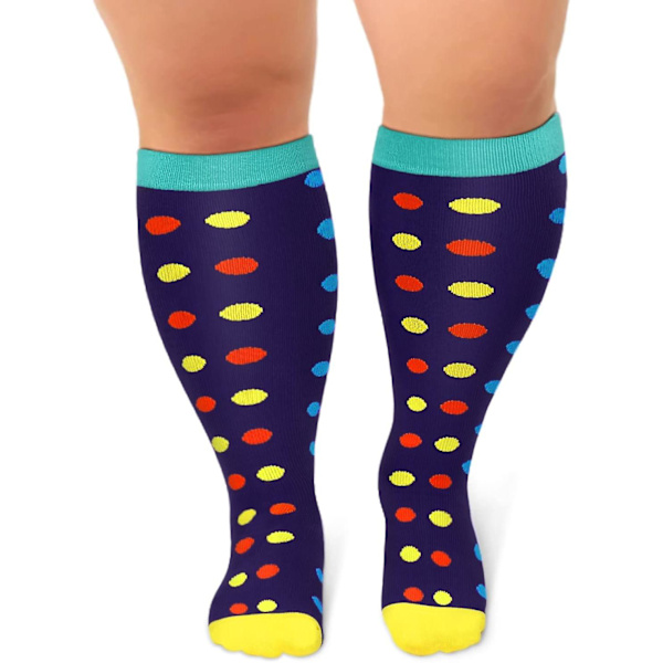 Plus Size Kompressionsstrumpor för Kvinnor Män Bred Vad 20-30 mmHg Extra Stora för Cirkulationsstöd Återhämtning-Dot (1 Pack)/4X-Large
