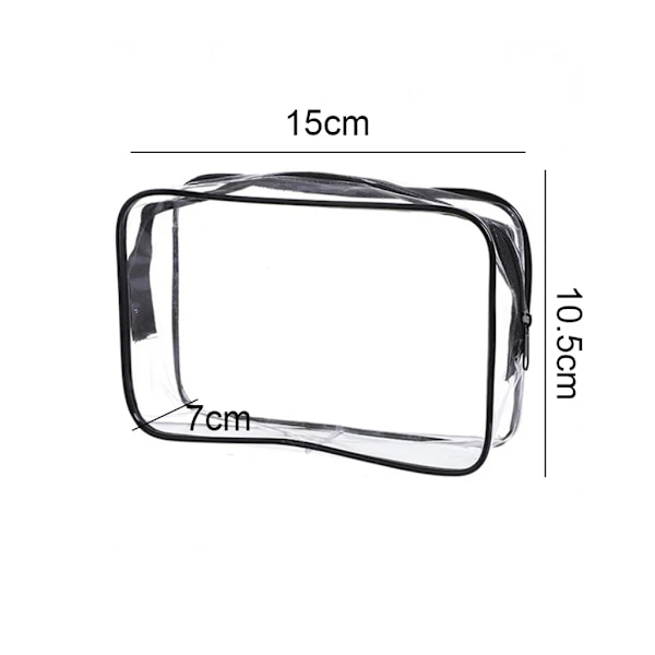 5-pack transparenta PVC-necessärer med dragkedja, bärbar kosmetikaväska för semester, badrum och organisering (svart, liten)