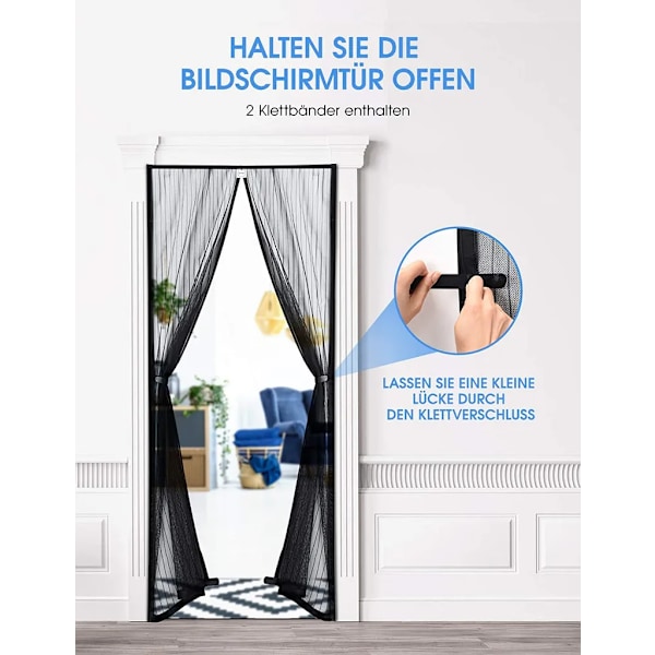 Magnetisk flugnätsdörr insektskydd, magnetiskt myggnät, automatisk stängning, för balkongdörr och altandörr, 110 * 230cm