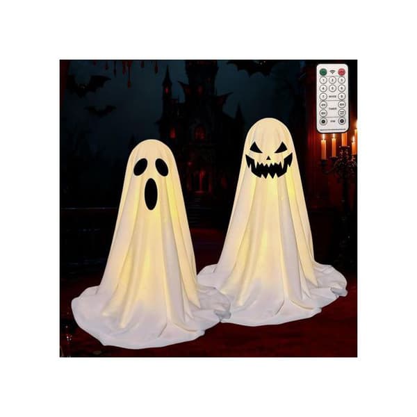 Lysende Halloween-dekorasjon - NIKCORP - Sett med 2 spøkelser - Fjernkontroll - LED - 36 cm